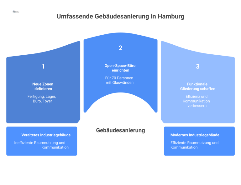 Prozess der Nutzervertretung im Flächenmanagement Diagramm, das den Prozess der Nutzervertretung im Flächenmanagement zeigt, bei dem ein Berater zwischen Nutzer, Investor und Planern vermittelt.