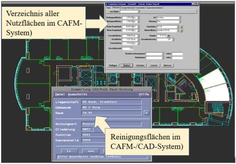 Reinigungsflaechen und Verzeichnis aller ihrer Nutzflaechen im CAFM-System