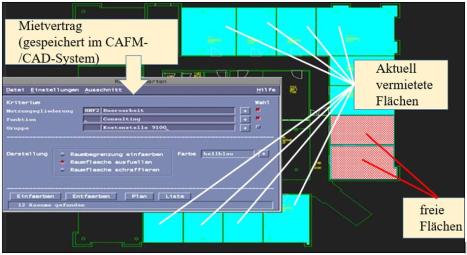 Grafische Auswertung von Flaechen mit Verwendung eines CAD-Systems