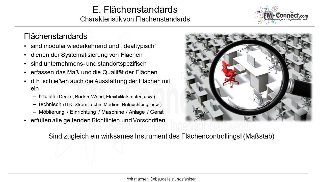 Vergroessertes Bild eines Arbeitsplatzes in einem Open-Space-Buero & Text mit den Charakteristiken von Flaechenstandards