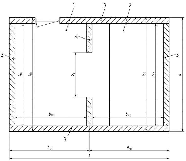 Draufsicht eines Raumplanes mit passender Nomenklatur fuer die Messung horizontaler Ebenen